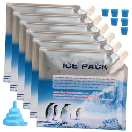 Reusable ice Packs for Coolers, Long Lasting Cooler ice Pack, blue 6 piece set