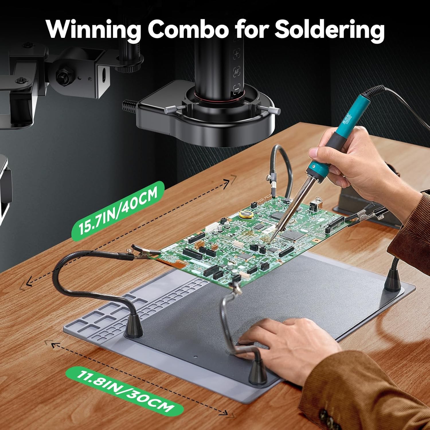 4K AutoFocus Digital Microscope 10" HDMI Soldering Microscope 2000x Flexible Arm