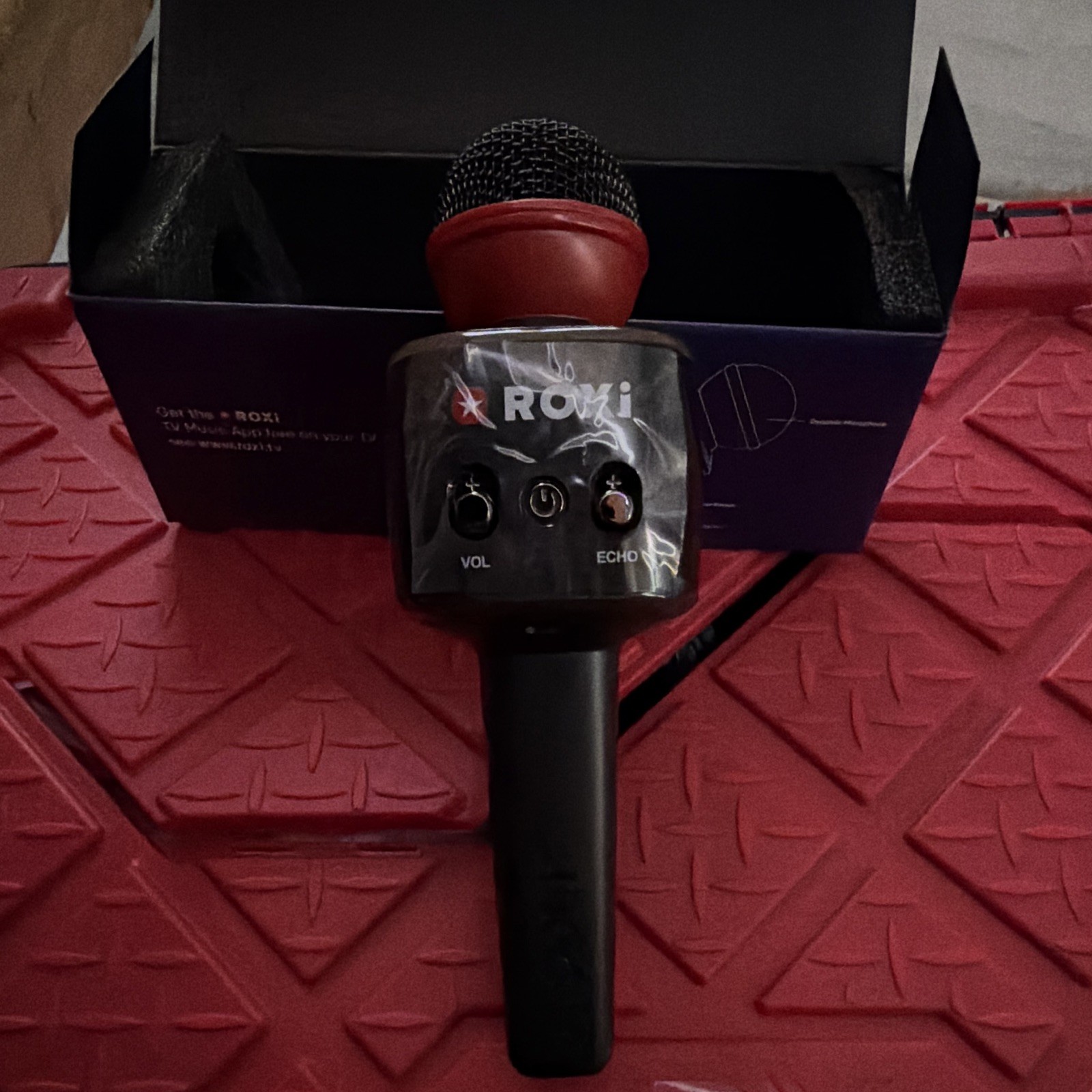 ROXi USB Karaoke Microphone Handheld Black/Red Volume & Echo Control Cardioid