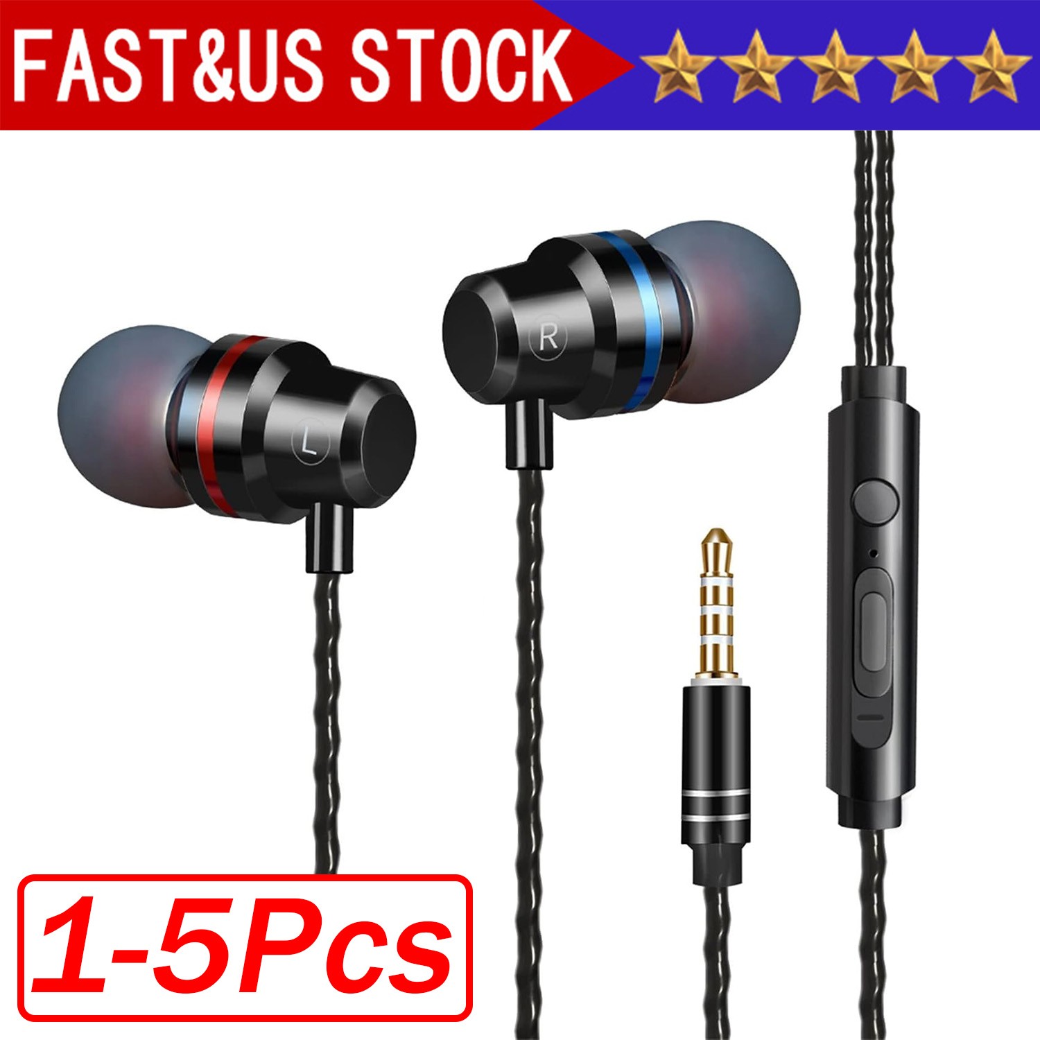 HIFI Bass Stereo Wired Earbuds Headset In-Ear Earphone Headphone MIC 3.5mm USB-C