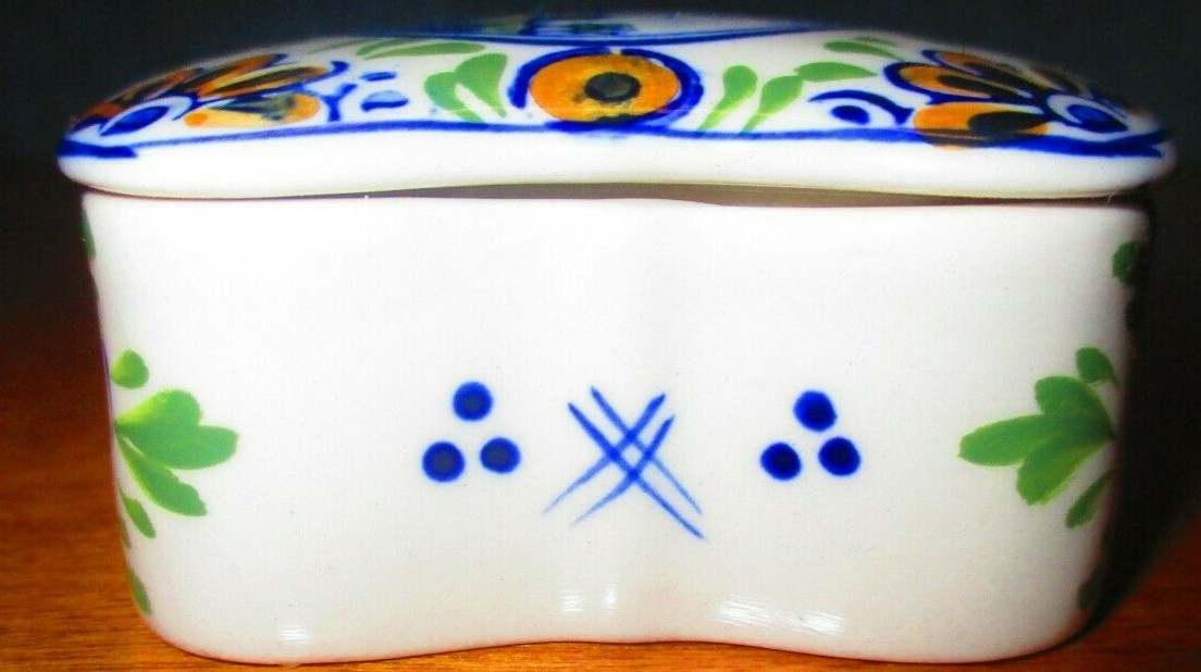 Floral & Windmill painted Trinket Box, Excellent!