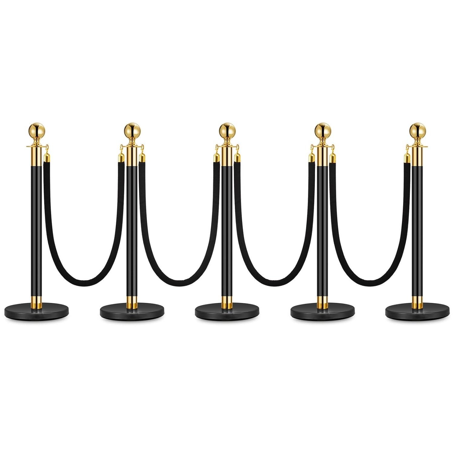 Stainless Steel Stanchion Posts w/ Velvet Ropes Queue Barrier for Crowd Control