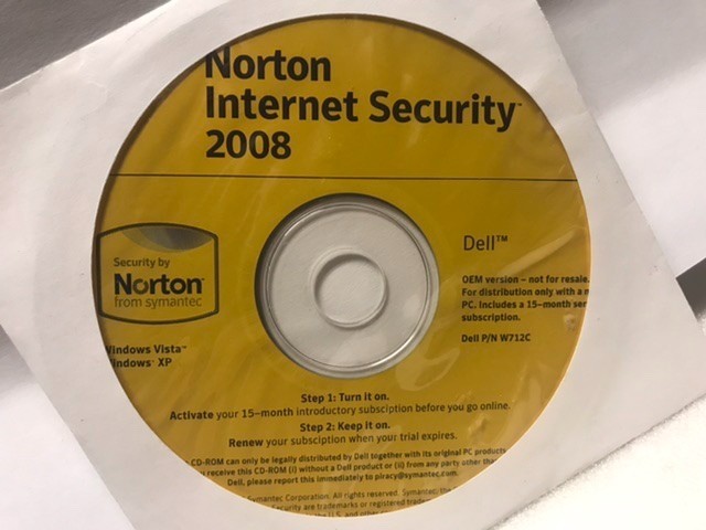Norton 2008 Internet Security  w/Keys  Dell US-0U878C-53590-88Q-F6HP A00 SEALED