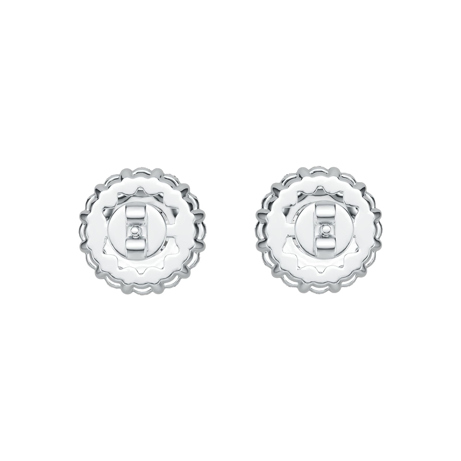 Sterling Silver Semi Mount Earrings Setting Round RD 6x6mm Halo Stud