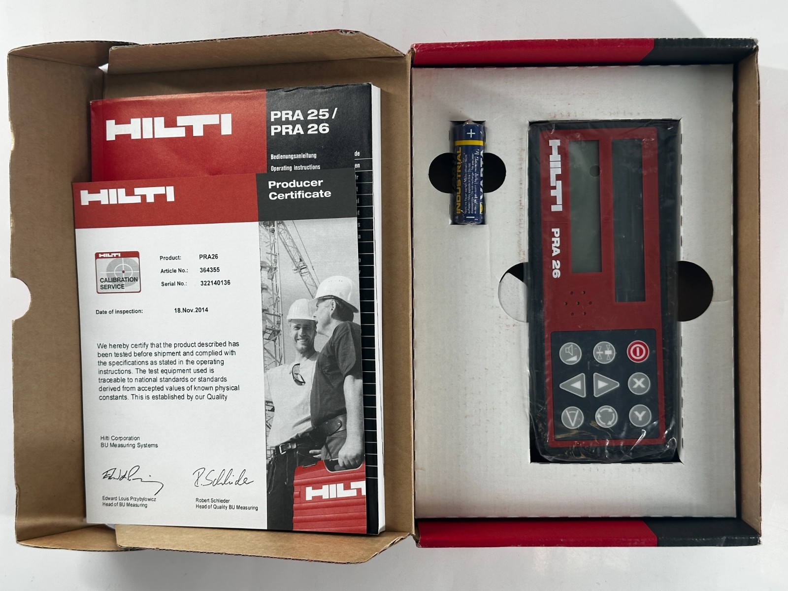 HILTI PRA26 LASER RECEIVER PRA 26 Green Rotary Laser Receiver