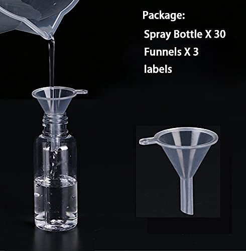 30 Pack 30ml Fine Mist Spray Bottles Clear Plastic Mini Travel Refillable