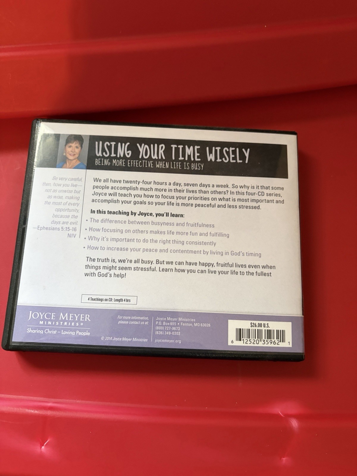 Joyce Meyer Using Your Time Wisely CD Audio Religious Educational. Set of 4 CD.