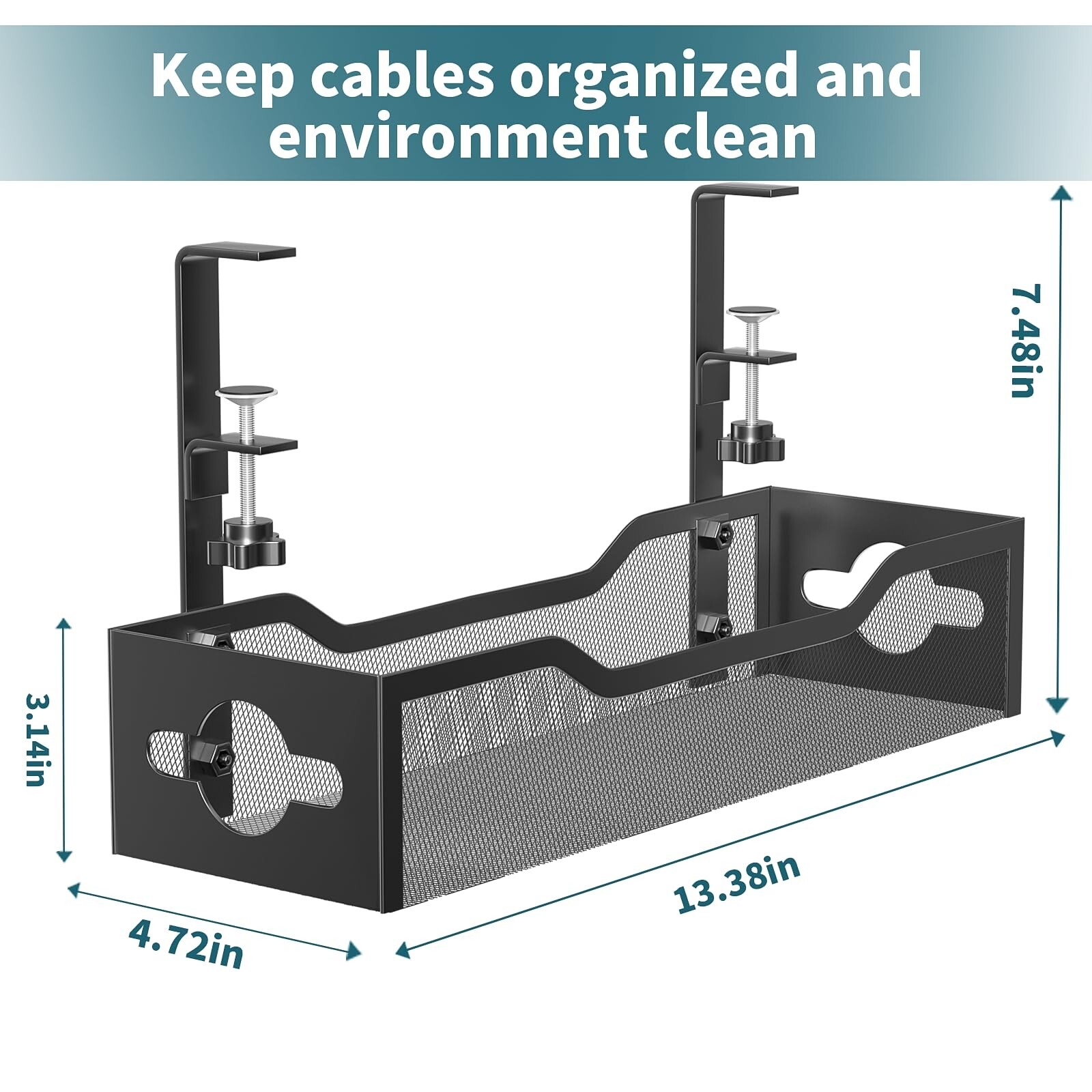 Under Desk Cable Management Tray No Drill, Metal Mesh Cable Management Under ...