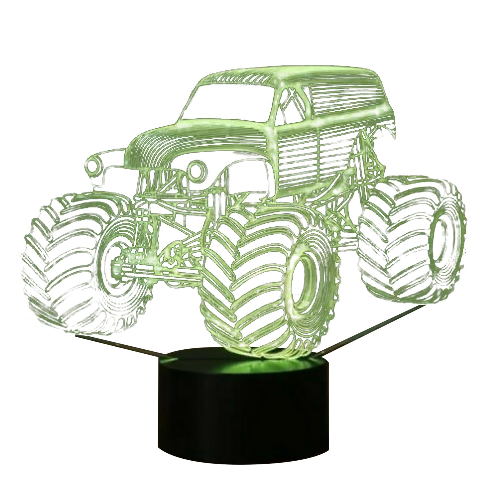 7 Colors Changing Grave Digger Monster Tractor 3D Illusion Desk Lamp Night Light