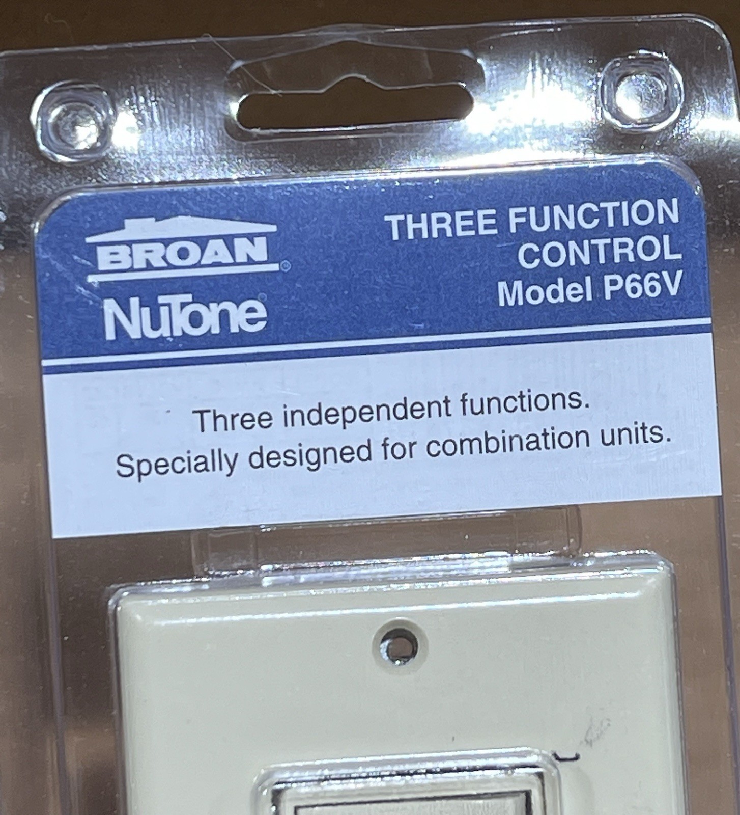 Broan 3-Independent Function Control Wall Switch P66V Ivory Combination Unit NOS