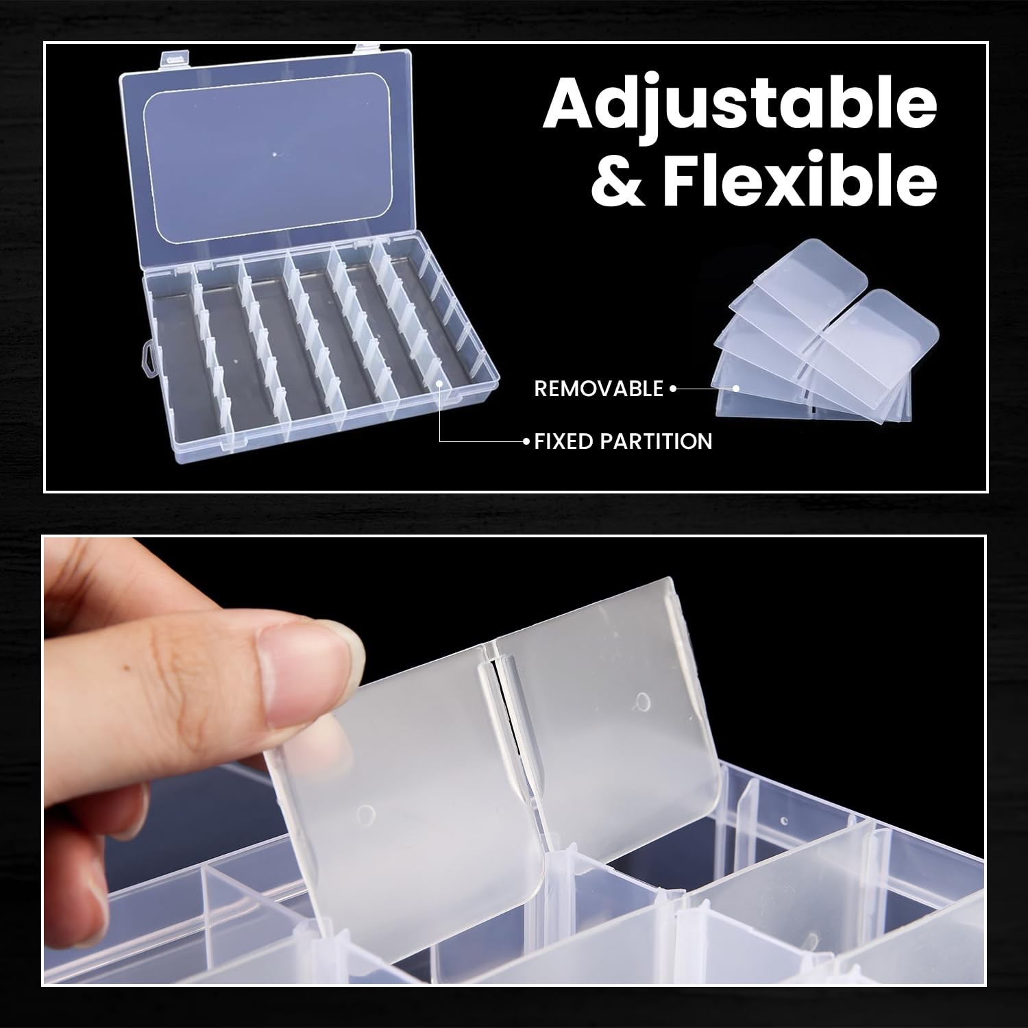 4pack 36 Grids Plastic Clear Organizer Box Bead Storage Containers with 4