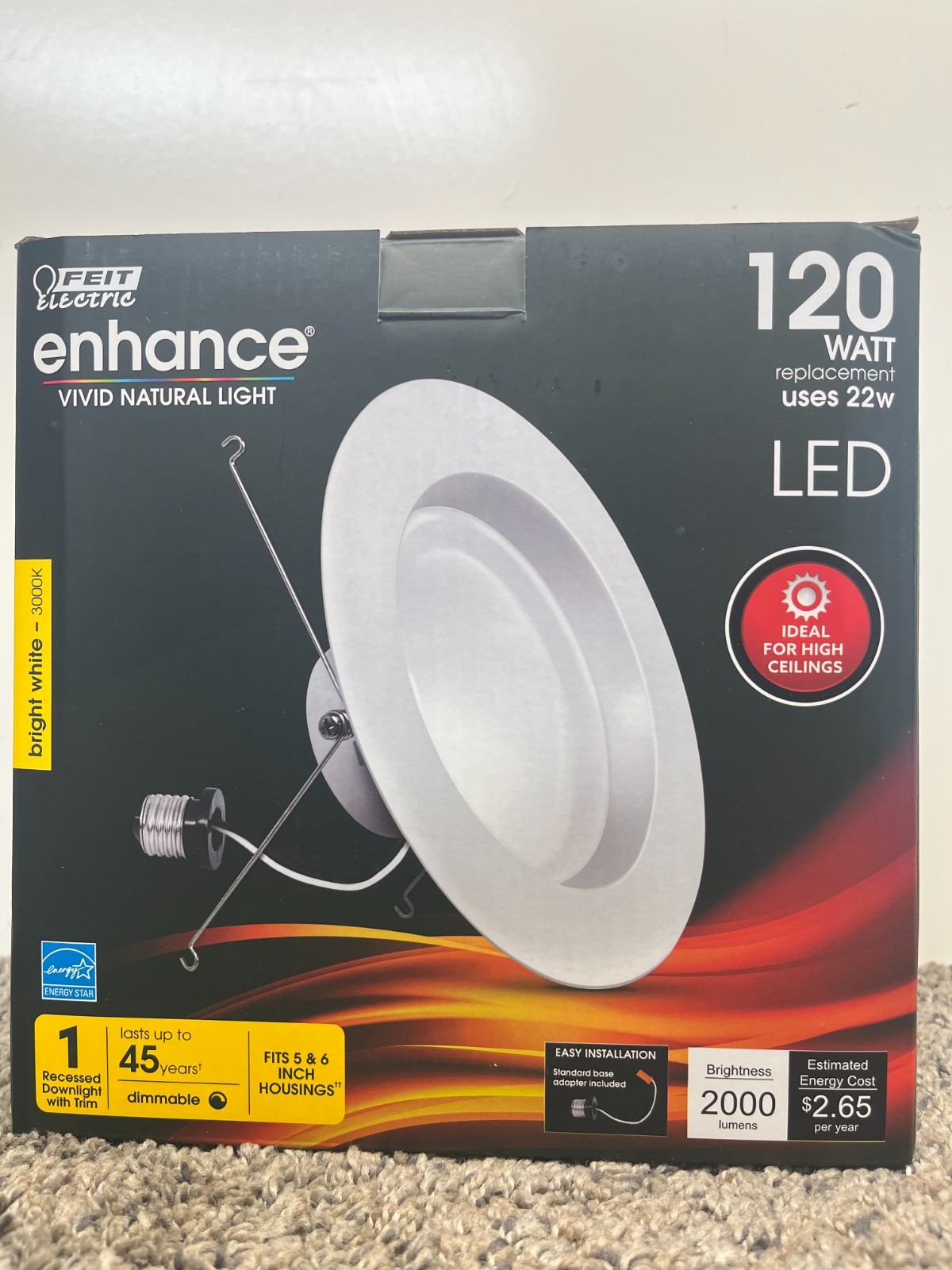 Feit Electric Enhance Bright White 5-6in. W Aluminum LED Dimmable Downlight 120W