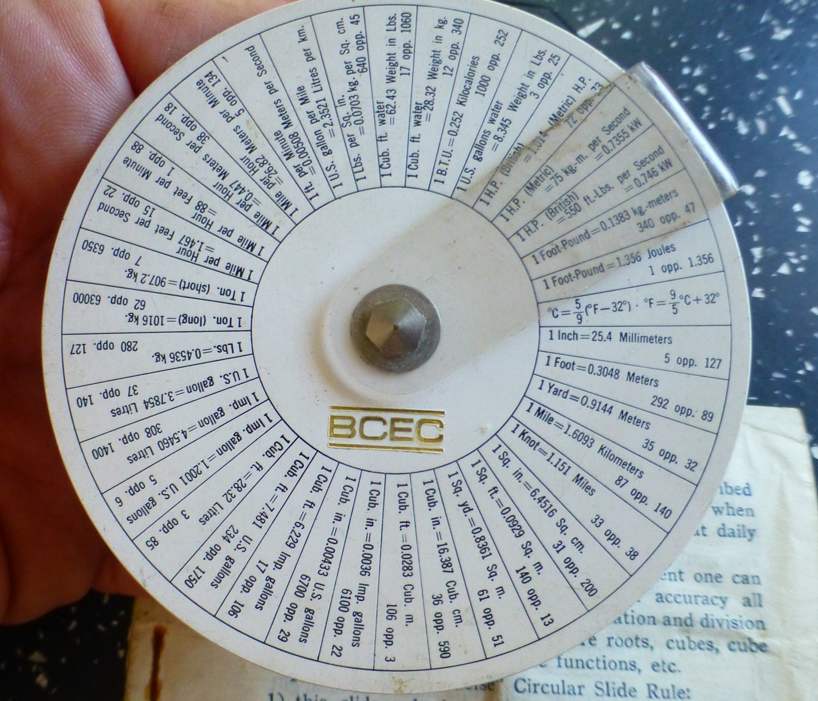 Vintage Concise Circular Slide Rule Instructions + Case British Crane Excavator