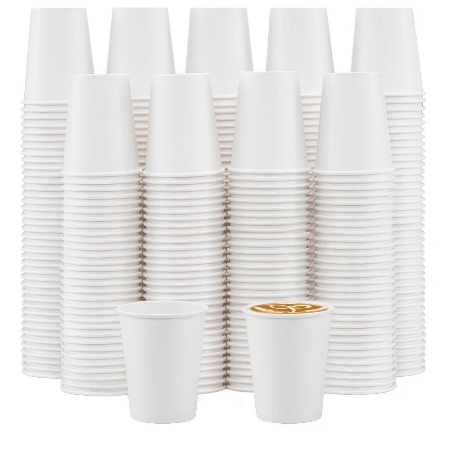 Clawsoff 200 Count Paper Cups 10 oz, Disposable Coffee Cups Bulk, Thickened D...