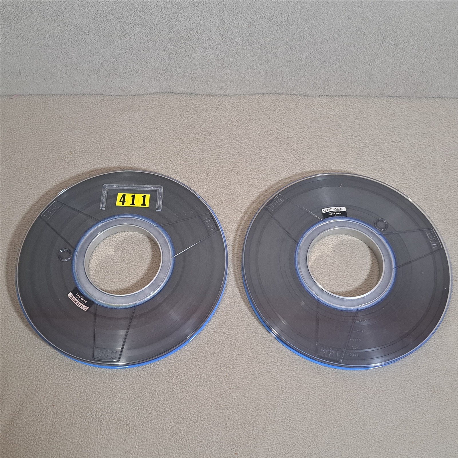 2 IBM 9-Track 10.5" Computer Data Magnetic Tape Reels [w/ Cases] e