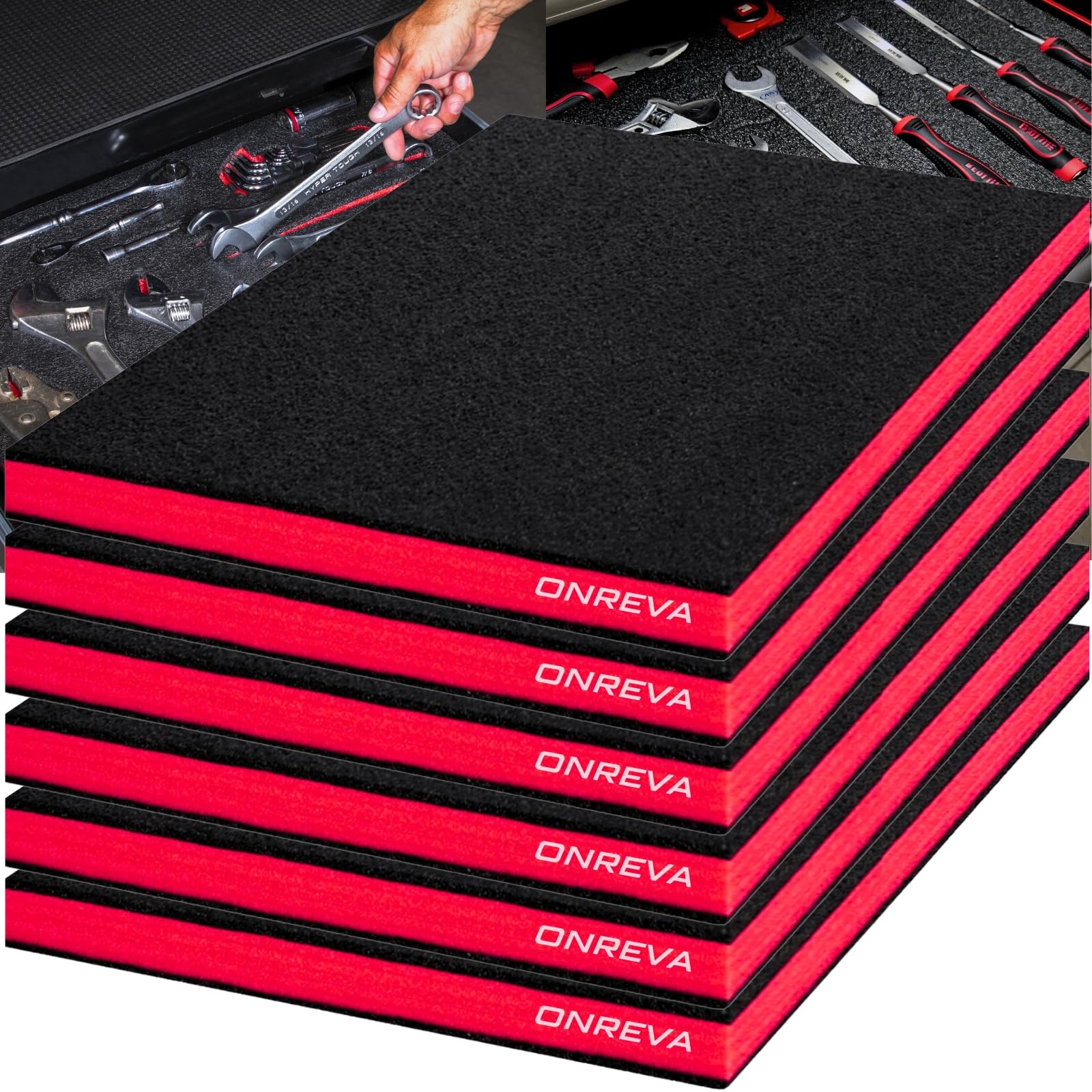 6 PCS Tool Box Foam 16x12x1 Inch Insert Polyethylene Kaizen Black Red Mat