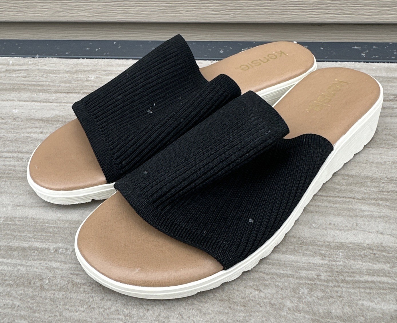 Kensie Ellie KS251610 Women's Size 6 Knit Slip On Sandals Black New