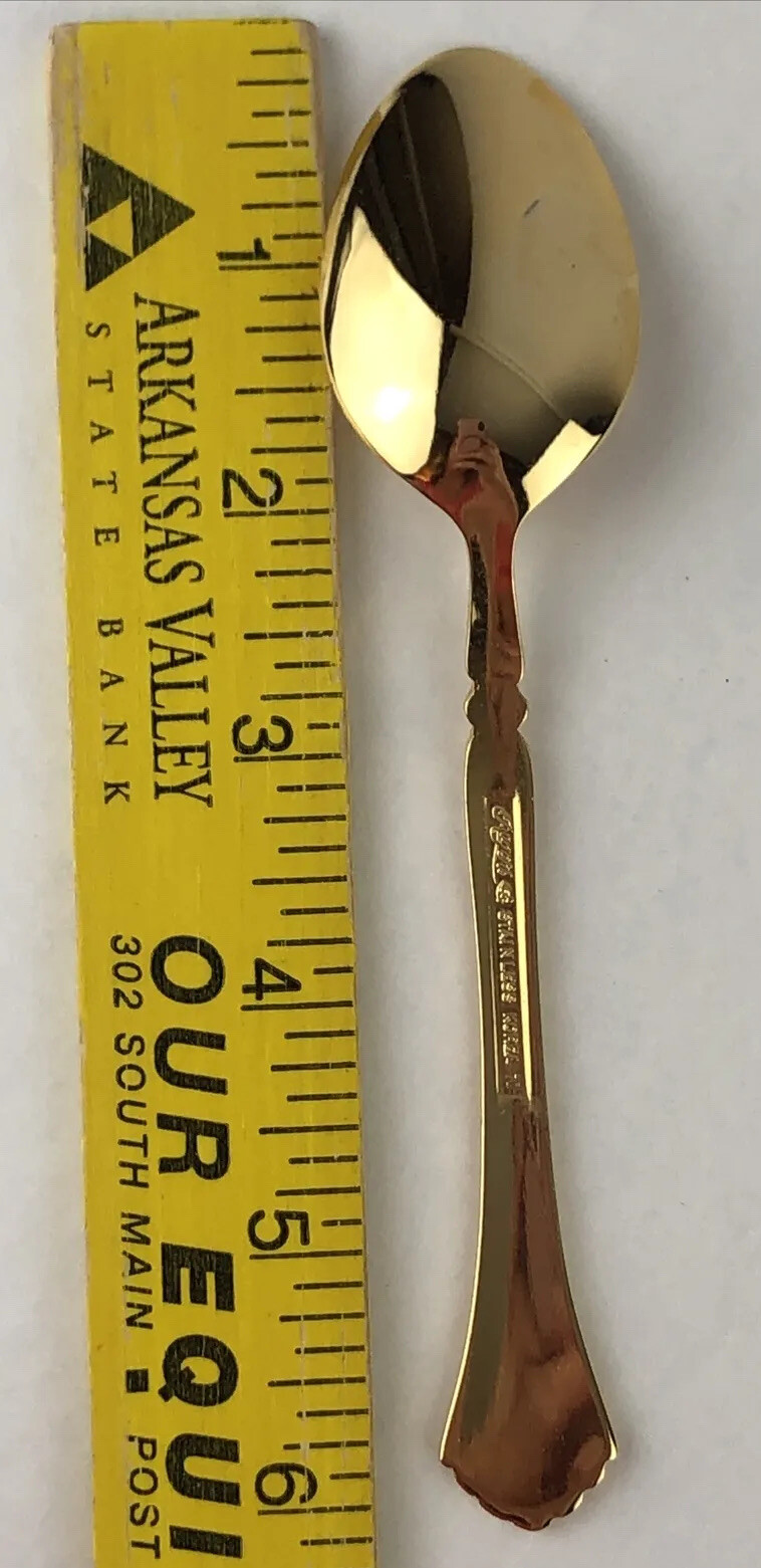 Stanley Roberts PAVILION Gold Electroplate Flatware 4 Teaspoons Spoon Silverware
