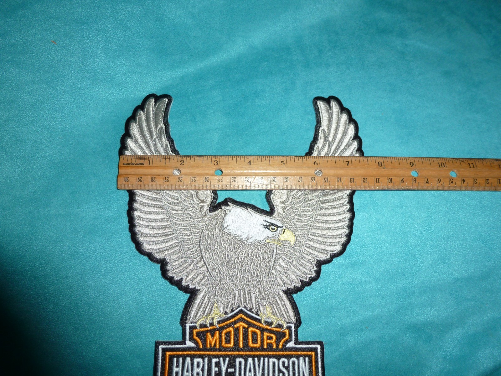 HARLEY DAVIDSON MOTORCYCLE Eagle Winged Large Silver Patch Emblem 10 x 7.5" New