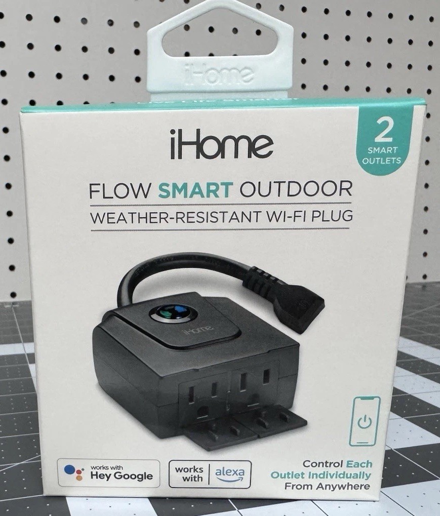 iHome Flow Smart Outdoor Weather - Resistant Wi-Fi Plug With 2 Smart Outlets