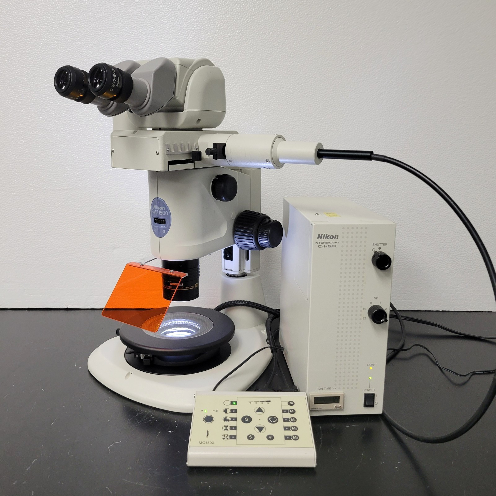 Nikon Stereo Microscope SMZ1500 with Fluorescence, Photo Port & Schott VisiLED