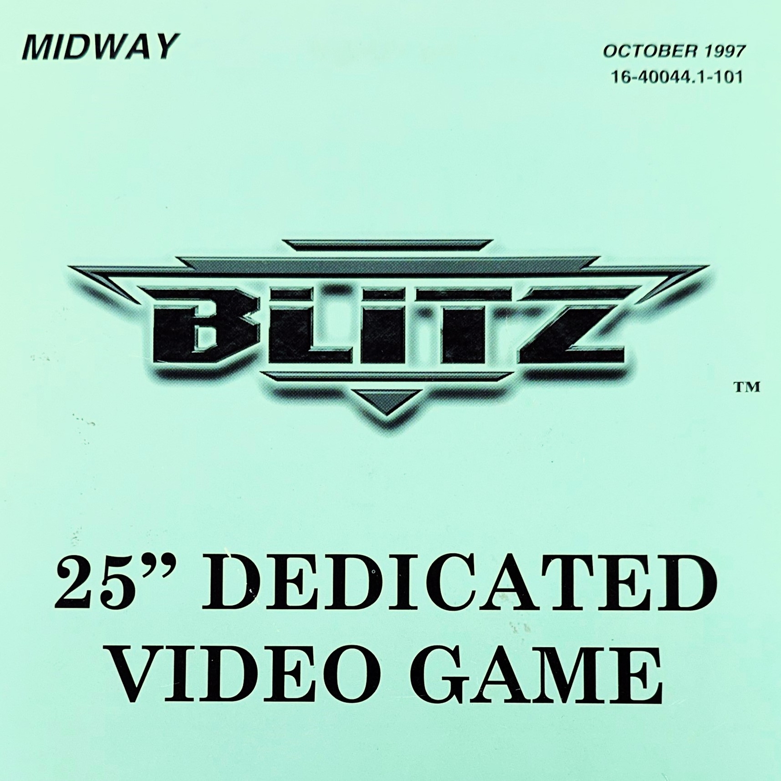 Midway Blitz 25" Dedicated Arcade Video Game Manual Schematics ORIGINAL