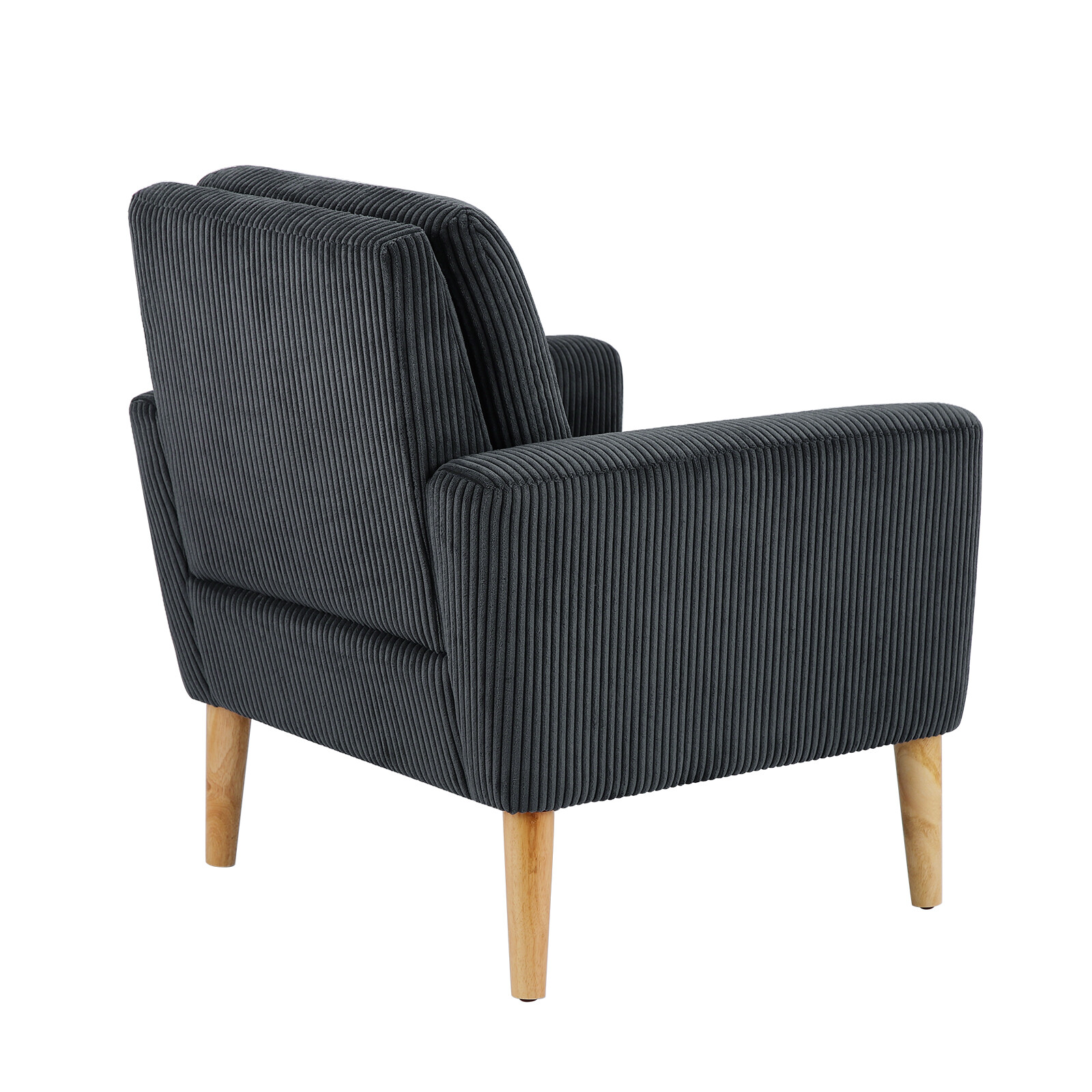 Corduroy Fabric Accent Chair Upholstered Comfy Single Sofa Wood Legs Black US