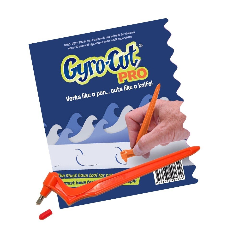 Genuine GYRO-CUT PRO tool fitted with rotating Standard Cut paper and card nib