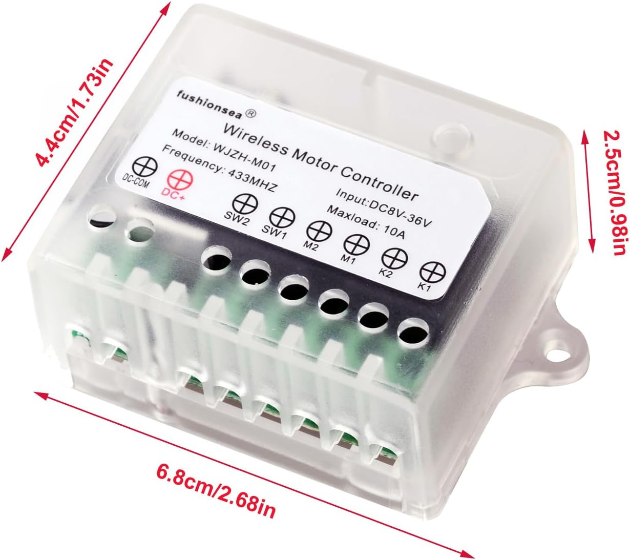 DC 8V 12V 24V 36V Motor Remote Control Switch for Control Linear Actuator, 433Mh