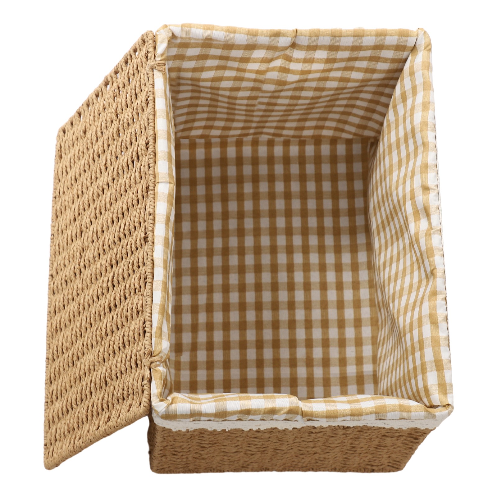 4pcs Large Rope-woven Storage Baskets Boxes Stackable Organizor Bins W/ Liner