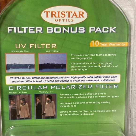 Two Tristar Optics Filter Bonus Pack 52mm (UV Filter, Polarizer Filter, Pouch)