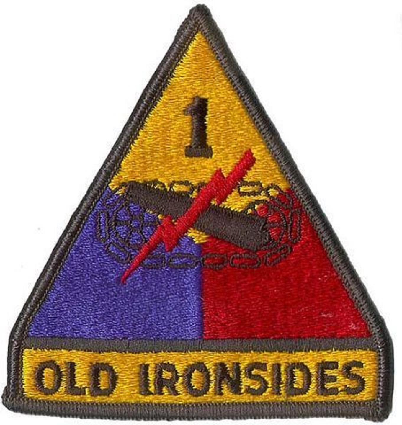 US ARMY 1ST ARMORED DIVISION PATCH WITH TAB - FULL COLOR