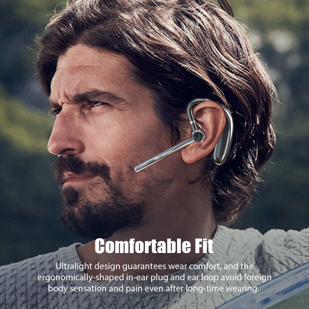 Bluetooth 5.2 Earpiece Wireless Headset Driving Trucker Earbuds Noise Cancelling