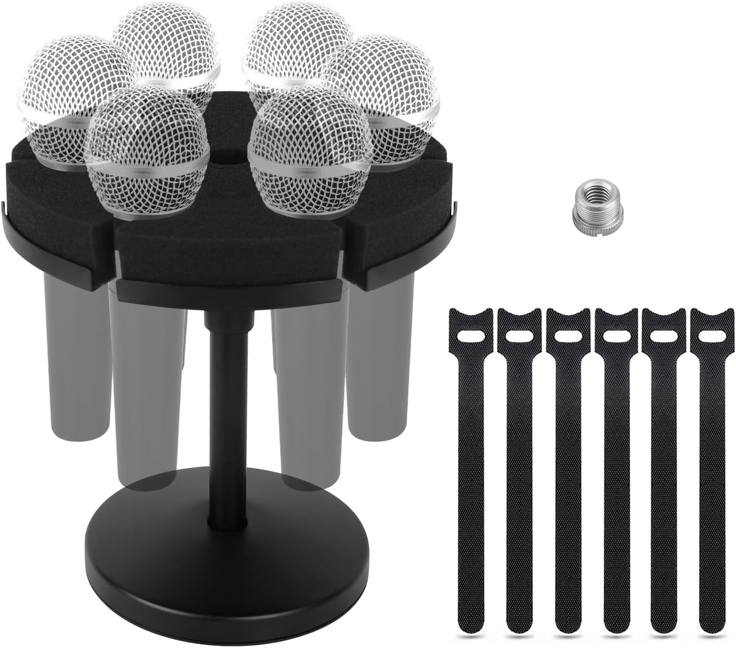 Multi Microphone Holder, Wired and Wireless Mic Holder for Stand, Hold up to 6 M