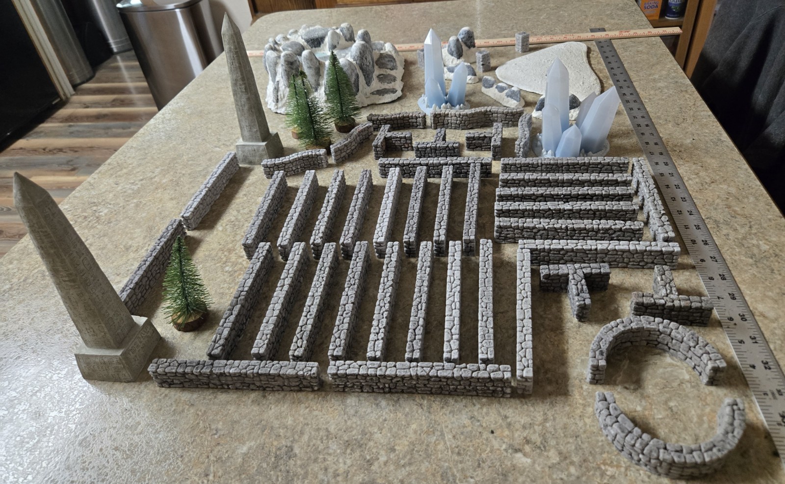 Tabletop Miniature Gaming Terrain Lot E - Trees, Outcroppings, Obstacles, etc.