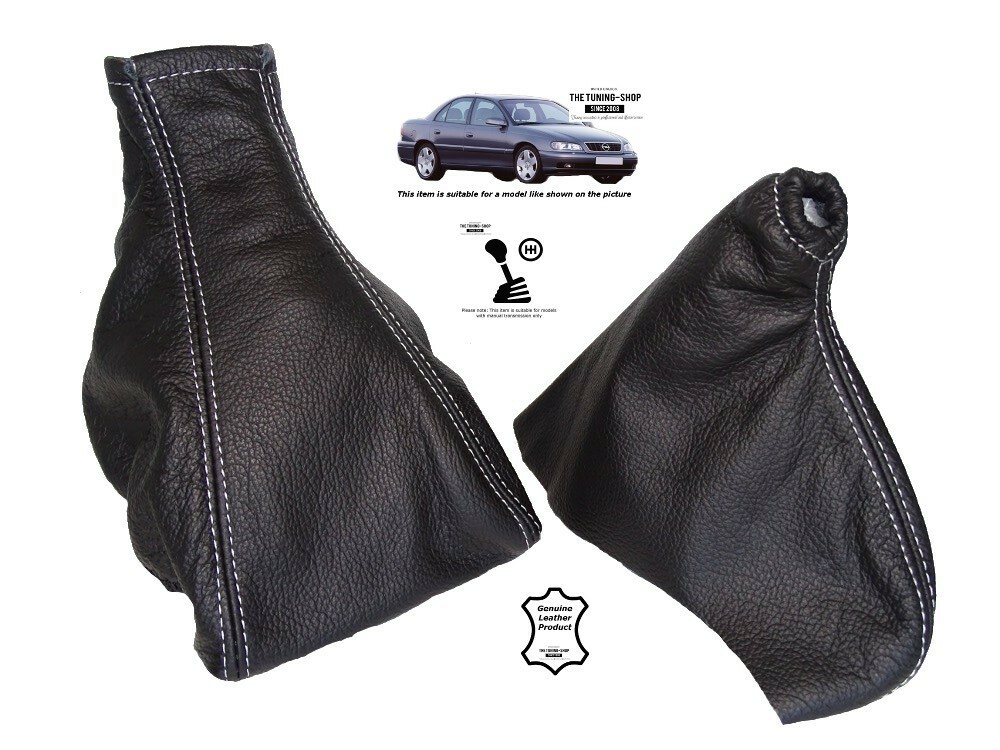 Shift cover hand brake cover for Opel Omega B 1994-1999 leather seam white