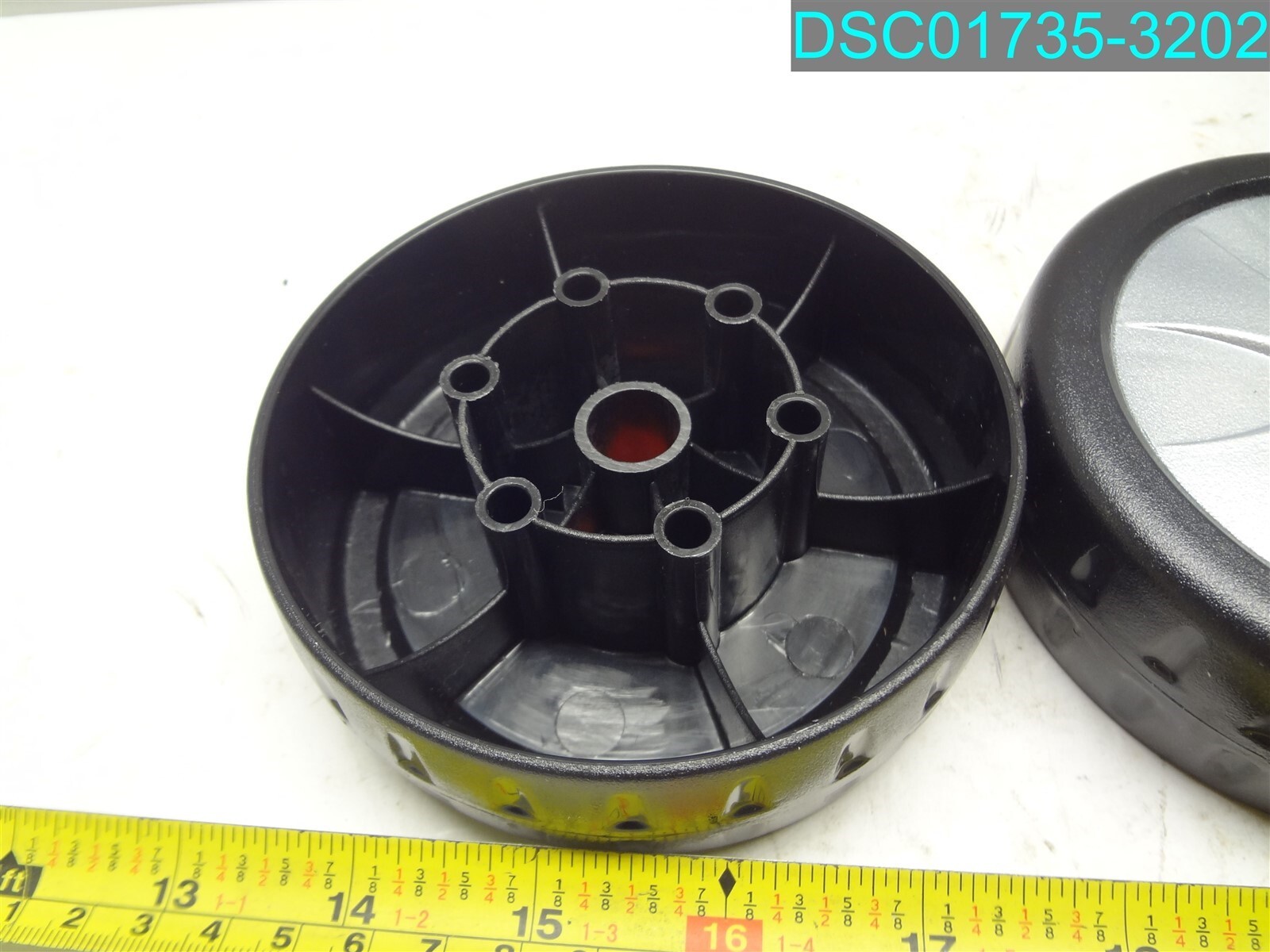 2 Pack; 4-1/2" Dia. x 1-3/8" Wide Plastic Wheels. Silver/Black. 210927AC