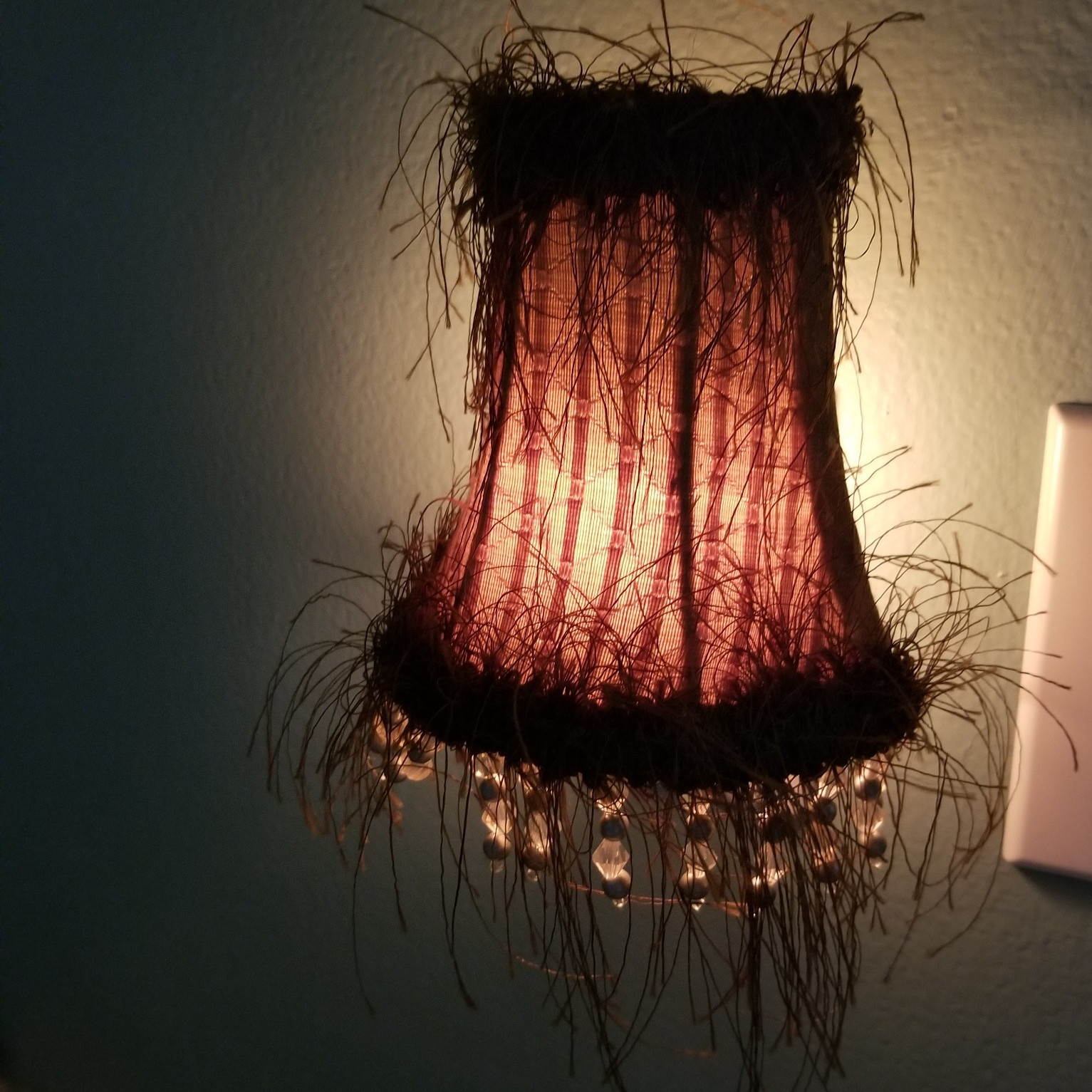 Victorian Style Nightlight Plug-In Taupe Brown Boudoir Boho Vintage Shade Y2K