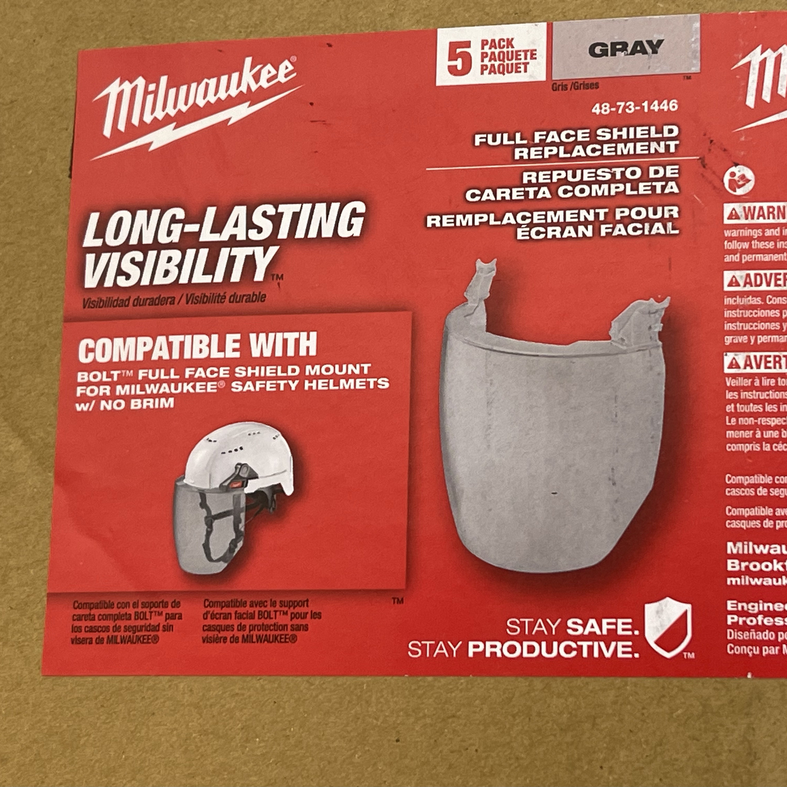 Milwaukee Tool 48-73-1446 Gray Full Face Shield Replacement For Helmet 10 Pc
