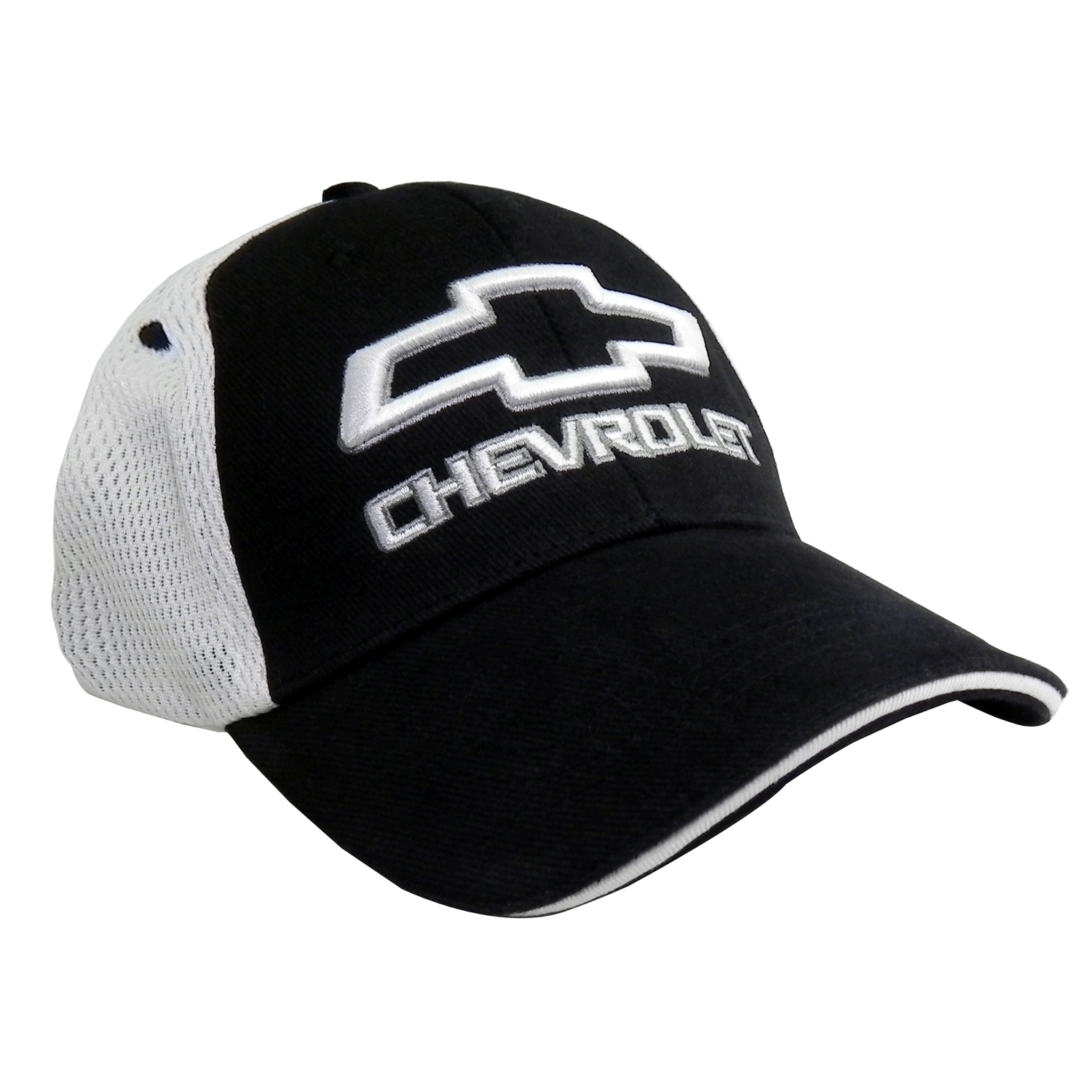 Chevrolet Logo Black with White Mesh Back Baseball Hat Baseball Cap