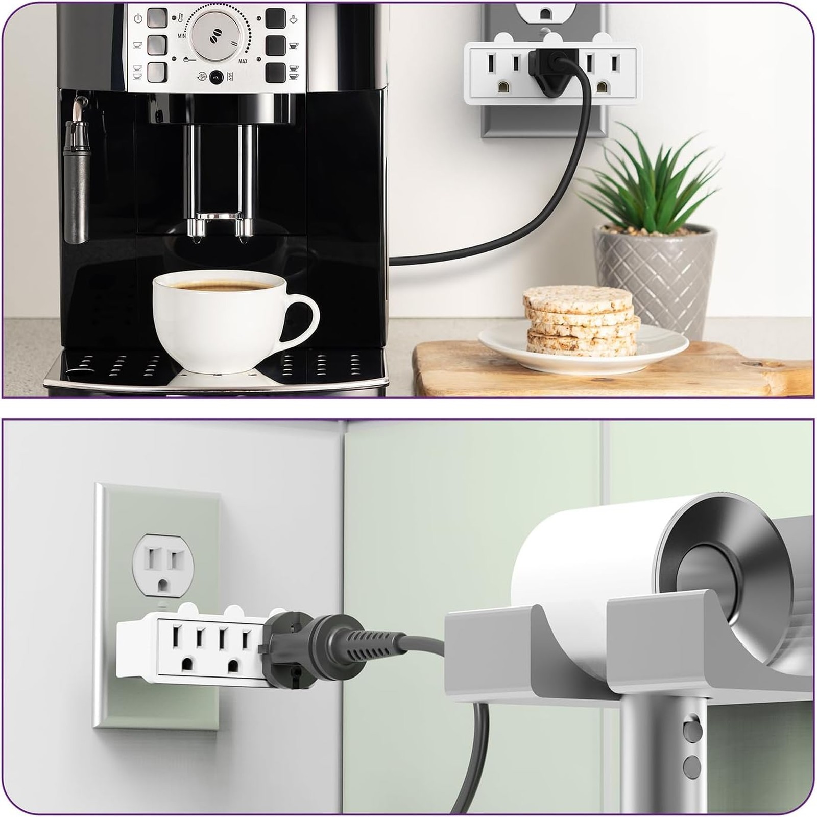 Electrical Outlet Adapter 3 Prong Grounded Swivel Right Angle Wall Extender 2