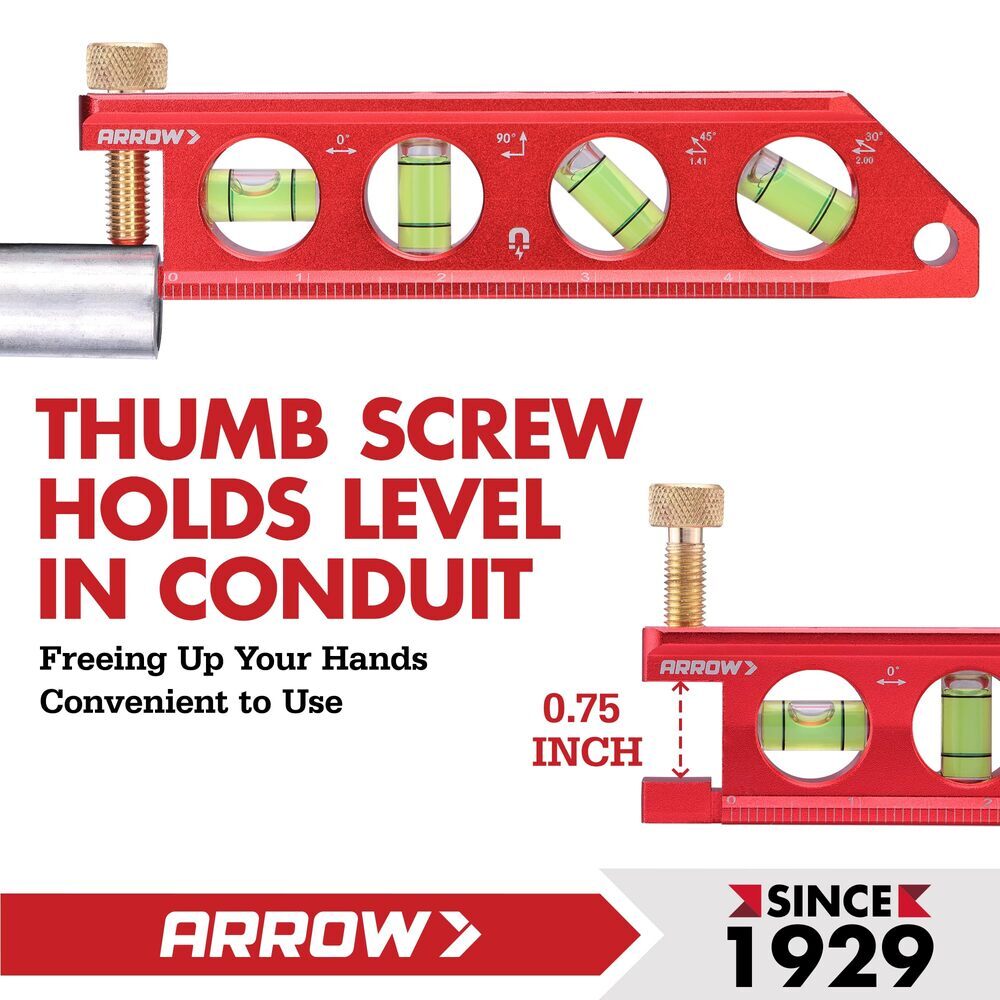 ARROW 6.3-Inch Torpedo Level Magnetic Leveler with 0°/30°/45°/90° Bubbles New