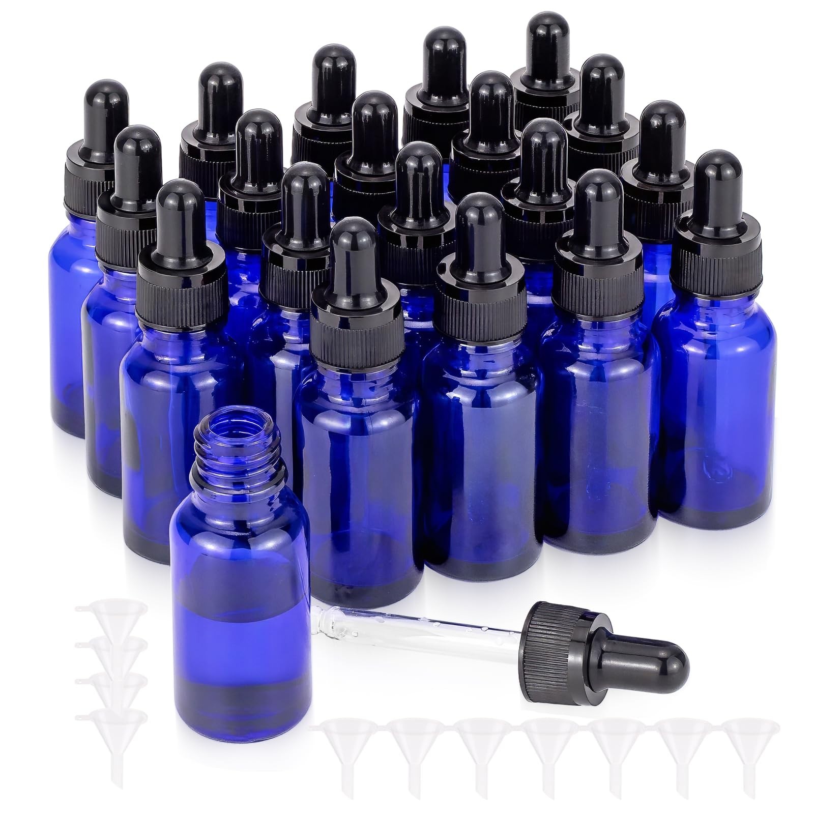 JIUWU 20-Pack 1/2 oz Glass Dropper Bottle, 15ml Tincture Bottles with Dropper...