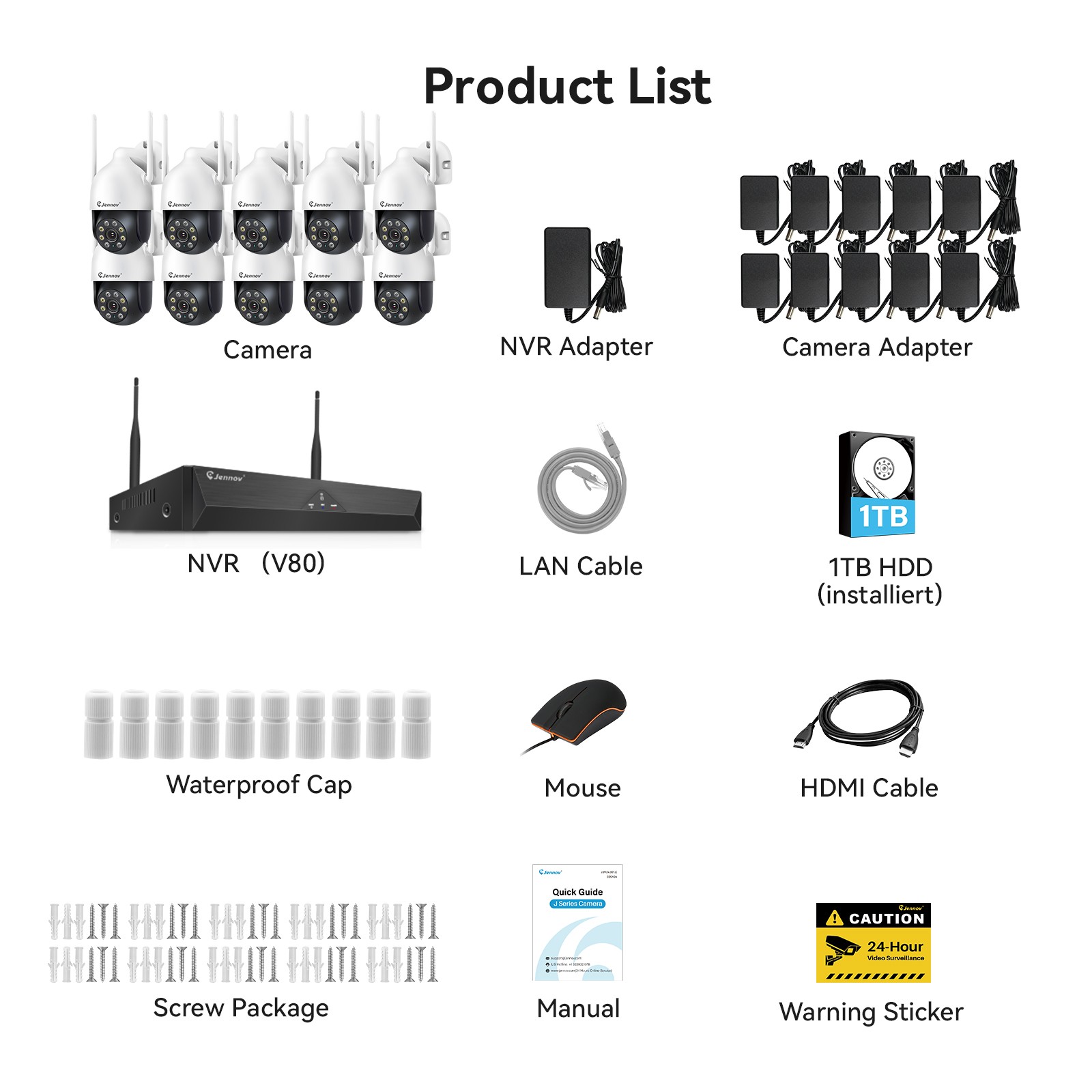 5MP Smart Home Security Camera System 10CH 1TB NVR WiFi Alexa Human Detection
