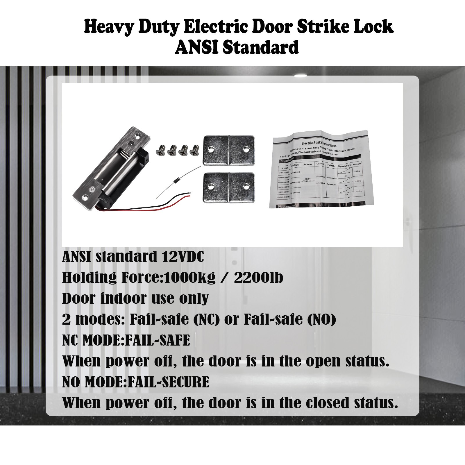 12VDC Electric Door Strike Lock Fail-Safe & Fail-Secure for Access Control