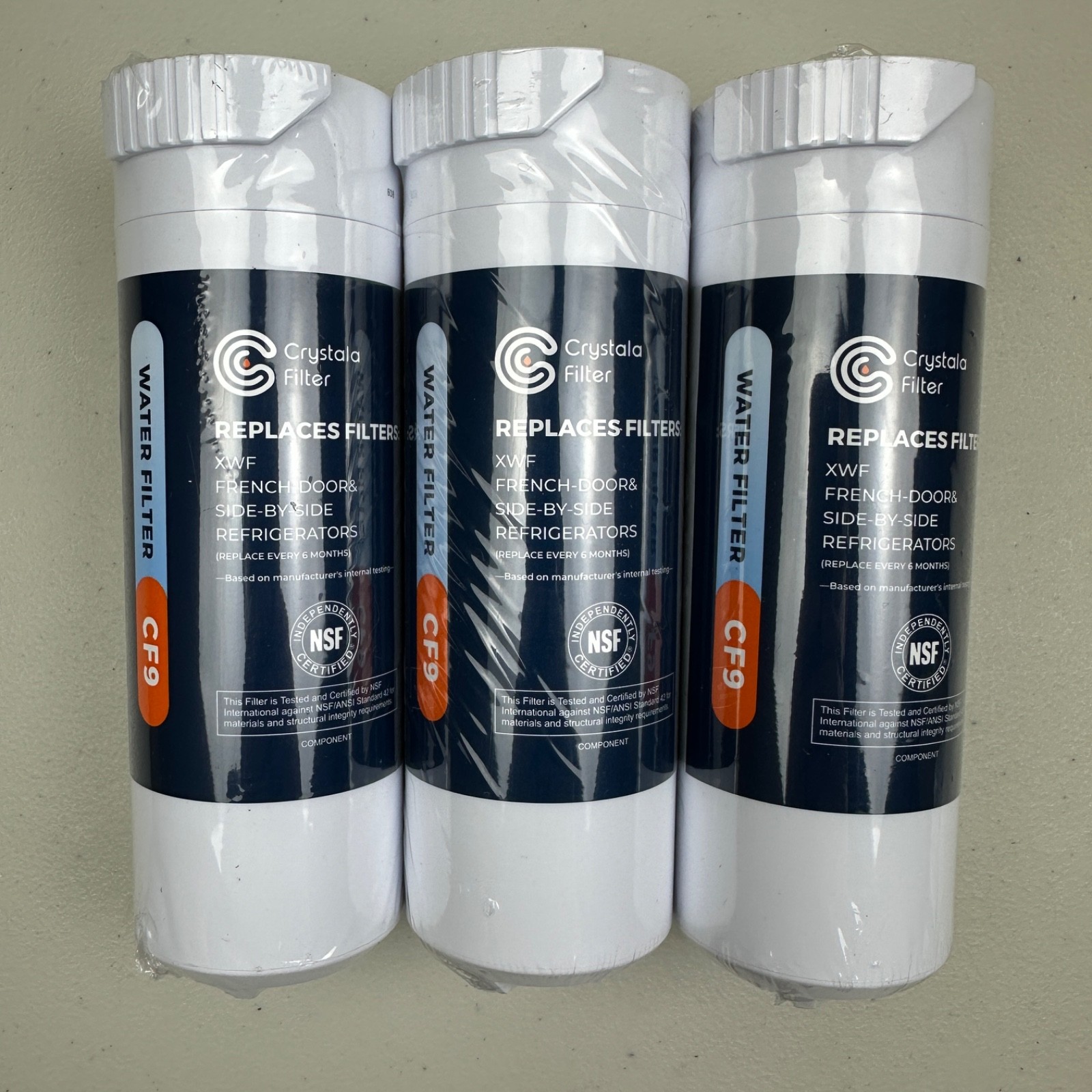 3 PACK Crystala Filters CF9 Water Filter Compatible with GE XWF (Not XWFE)