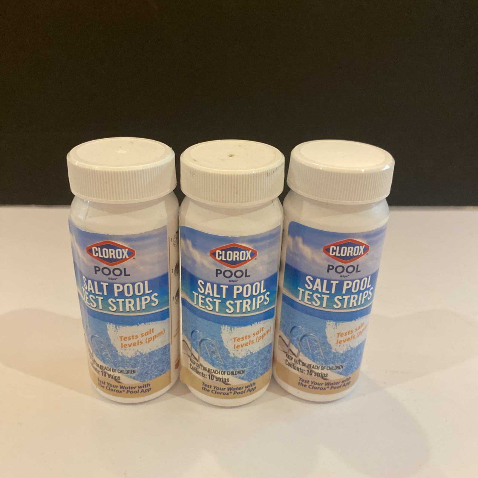 CLOROX SALT POOL TEST STRIP KIT -Lot of 3 test Salt Levels ppm ~New Open Bottle