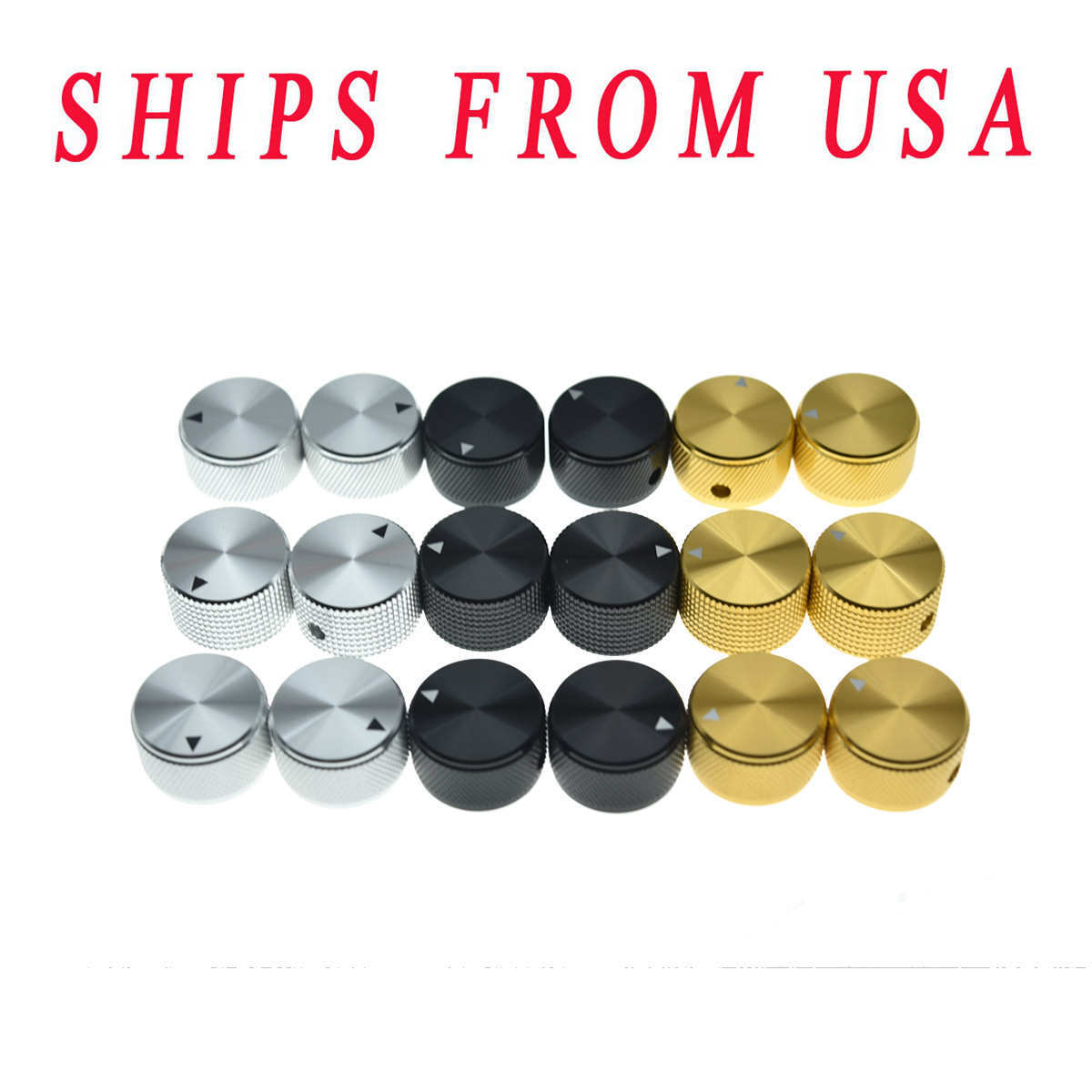 Set of 2 25*15.5mm Aluminium Pot Knobs 1/4" Universal Guitar/Bass Pot Knobs