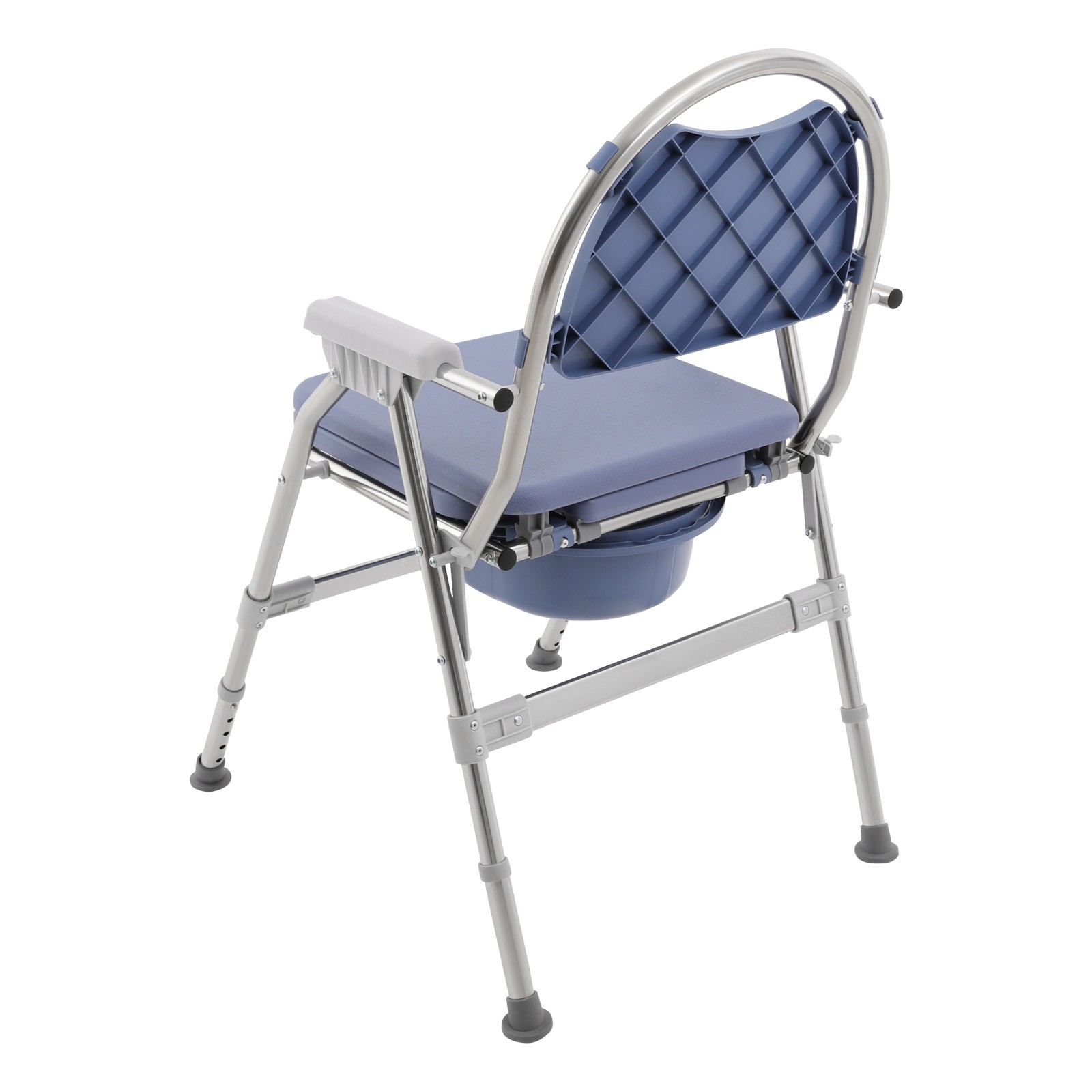 Toilet Chair With Padded Seat Plate And Toilet Bucket, Foldable Toilet ChairBlue