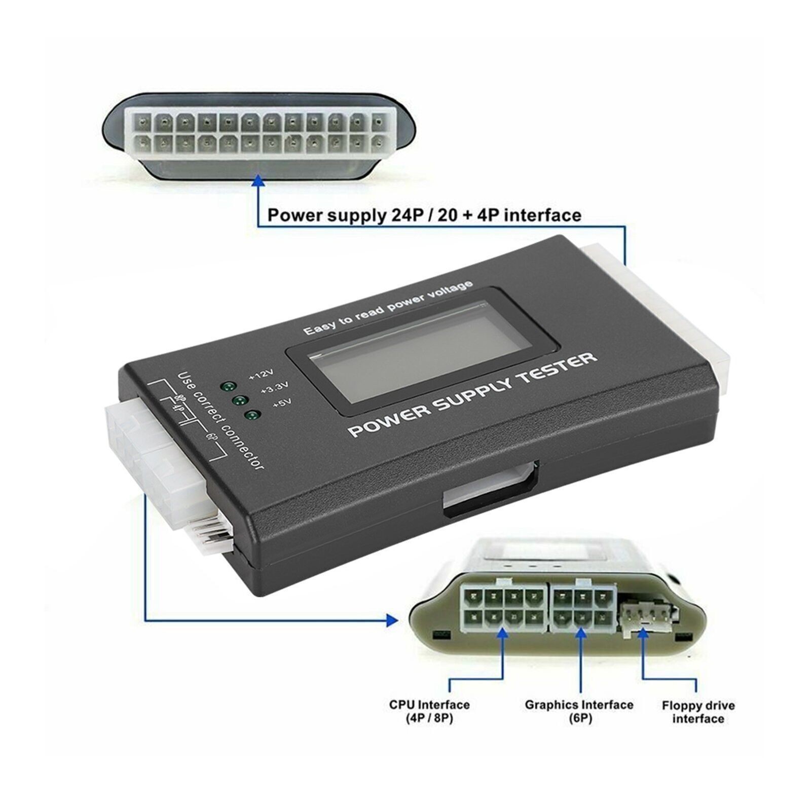 ATX Power Supply Computer Host Inspection and Maintenance Tester Tool with LCD
